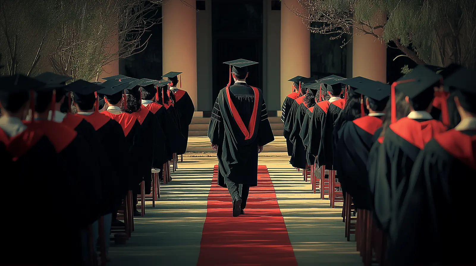 Studenci na czerwonym dywanie